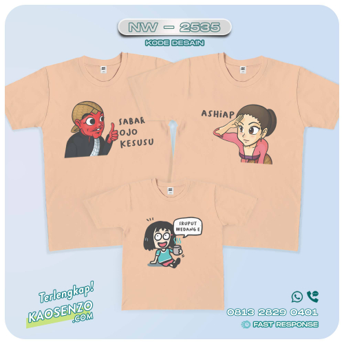 Baju Kaos Couple Keluarga | Kaos Family Custom Emoji-Stiker - NW 2535