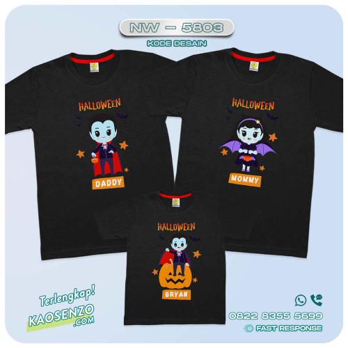 Baju Kaos Couple Keluarga Helloween | Kaos Ultah Anak Custom | Kaos Halloween - NW 5803