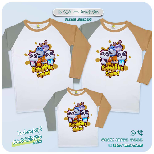 Baju Kaos Couple Keluarga Panda | Kaos Family Custom Baby Bus | Kaos Baby Bus - NW 5795