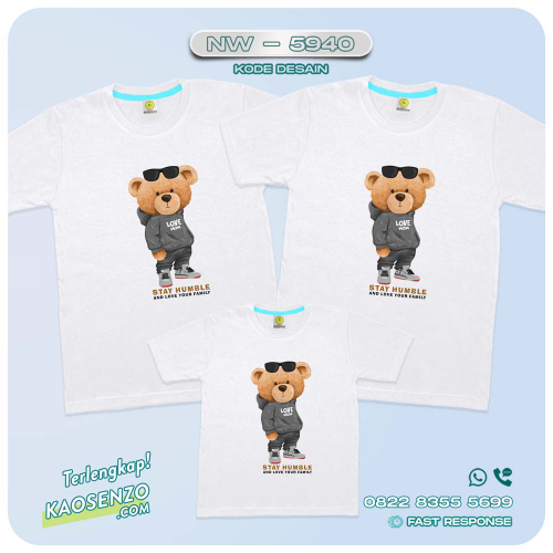 Baju Kaos Couple Keluarga Bear | Kaos Family Custom Bear | Kaos Beruang - NW 5940