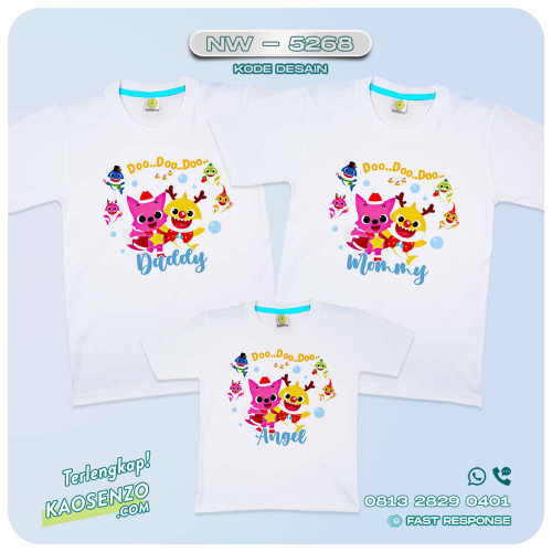 Baju Kaos Couple Keluarga Baby Shark | Kaos Family Custom | Kaos Baby Shark - NW 5268