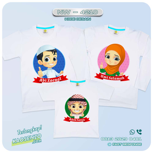 Baju Kaos Couple Keluarga Islami | Kaos Family Custom | Kaos Motif Islami - NW 4210
