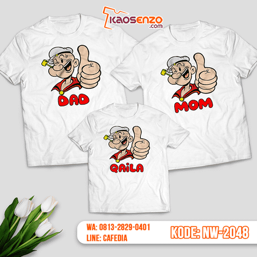 Baju Kaos Couple Keluarga Popeye | Kaos Family Custom | Kaos Popeye - NW 2048