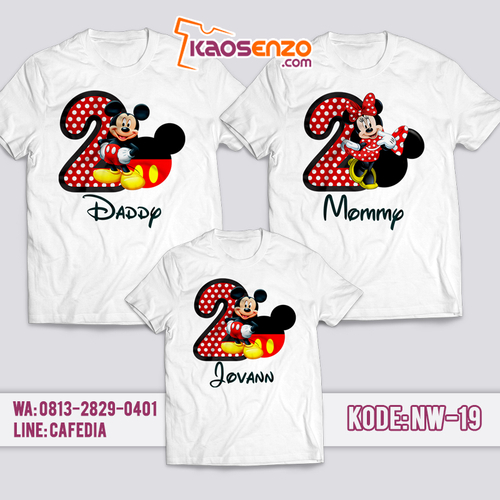 Baju Couple Keluarga | Kaos Mickey Minnie Mouse | Baju Kaos Ultah Motif Mickey Minnie