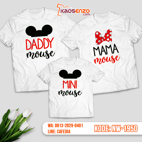 Baju Kaos Couple Keluarga Mickey Minnie Mouse | Kaos Family Custom | Kaos Mickey Minnie Mouse - NW 1950