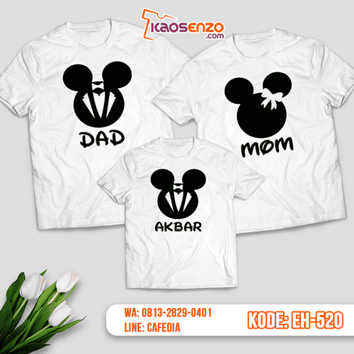 Baju Kaos Couple Keluarga | Kaos Family Custom Mickey Minnie Mouse - EH 520