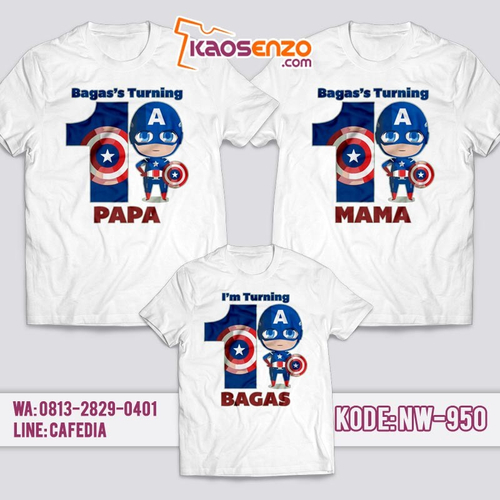 Kaos Couple Keluarga | Kaos Ulang Tahun Anak | Kaos Captain America - NW 950