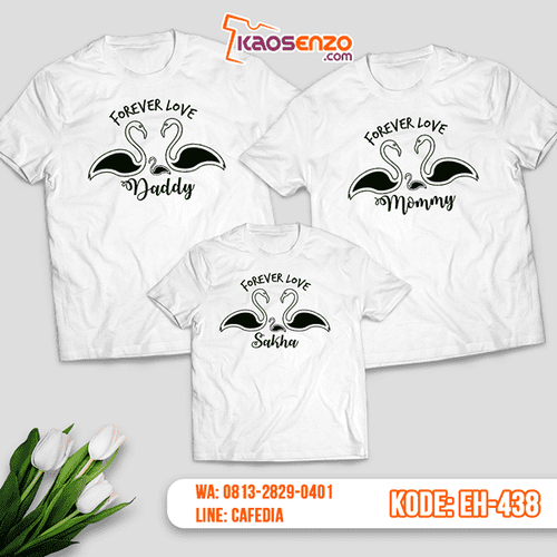 Baju Kaos Couple Keluarga | Kaos Family Custom Flamingo - EH 438