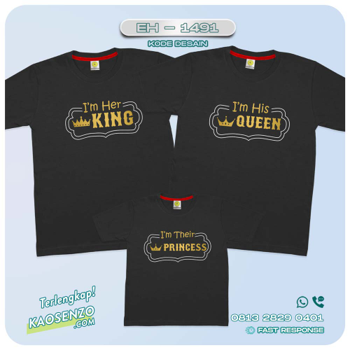 Baju Kaos Couple Keluarga King Queen | Kaos Couple Family Custom | Kaos motif King Queen - EH-1491