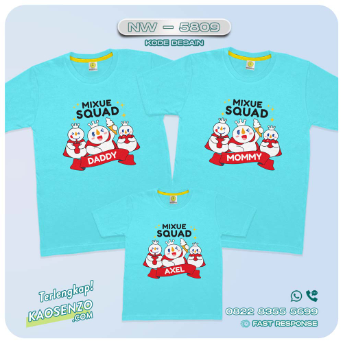 Baju Kaos Couple Keluarga Ice Cream Mixue | Kaos Family Custom Es Krim Mixue | Kaos Mixue - NW 5809