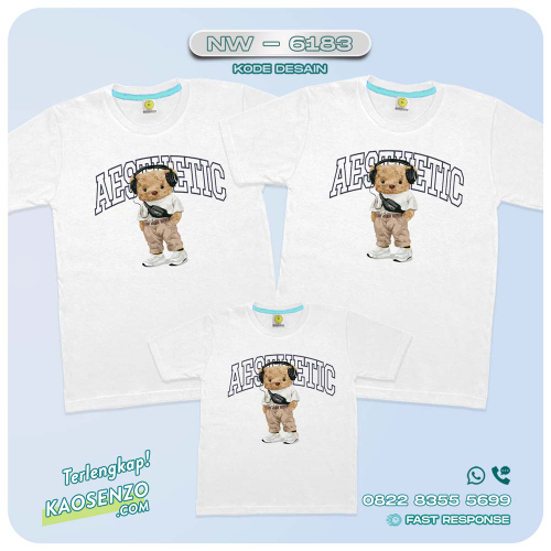 Baju Kaos Couple Keluarga Bear | Kaos Family Custom Bear | Kaos Beruang - NW 6183