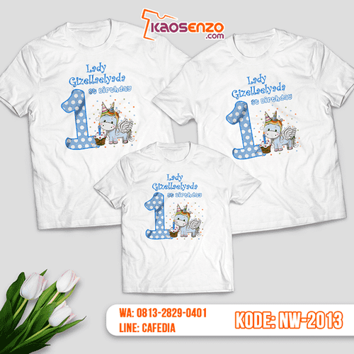 Baju Kaos Couple Keluarga Unicorn | Kaos Ultah Anak | Kaos Unicorn - NW 2013