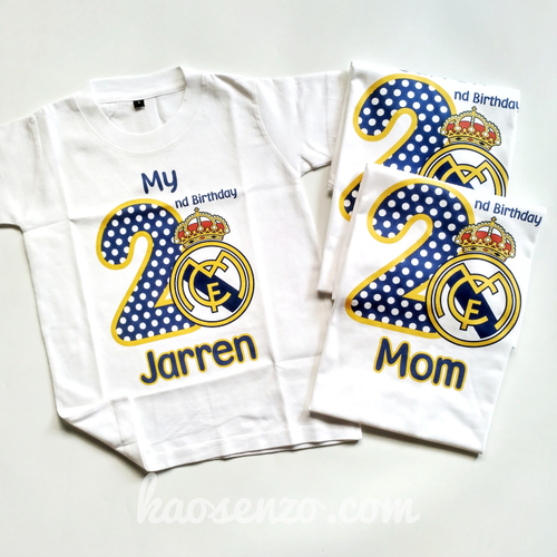 Baju Kaos Couple Keluarga | Baju Kaos Ultah Motif Real Madrid
