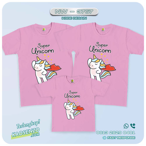 Baju Kaos Couple Keluarga Unicorn | Kaos Family Custom | Kaos Unicorn - NW 3767
