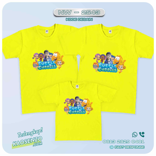 Baju Kaos Couple Keluarga | Kaos Family Custom Bubble Guppies - NW 2543