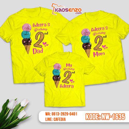 Kaos Couple Keluarga Ice Cream | Kaos Ulang Tahun Anak Es Krim | Kaos Ice Cream - NW 1635