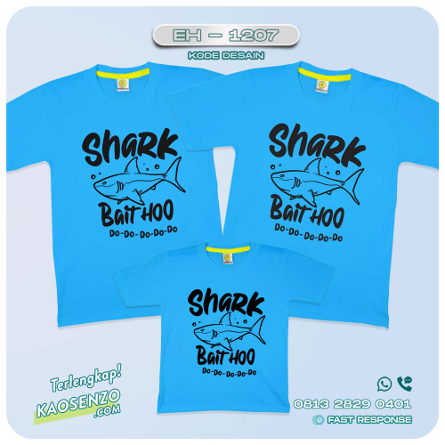 Baju Kaos Couple Keluarga | Kaos Family Custom Baby Shark - EH 1207