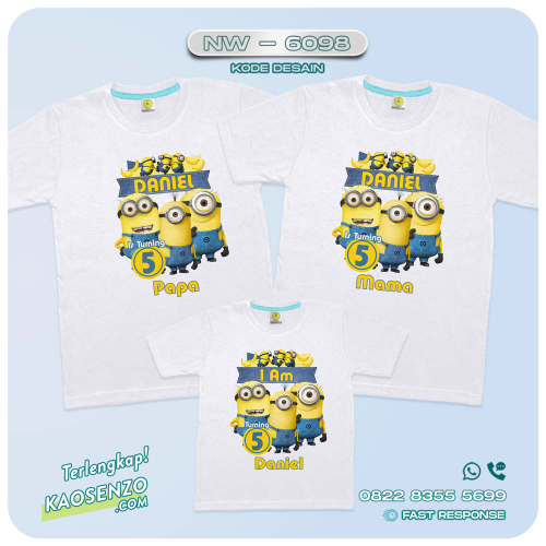 Baju Kaos Couple Keluarga Minion | Kaos Family Custom | Kaos Minion - NW 6098