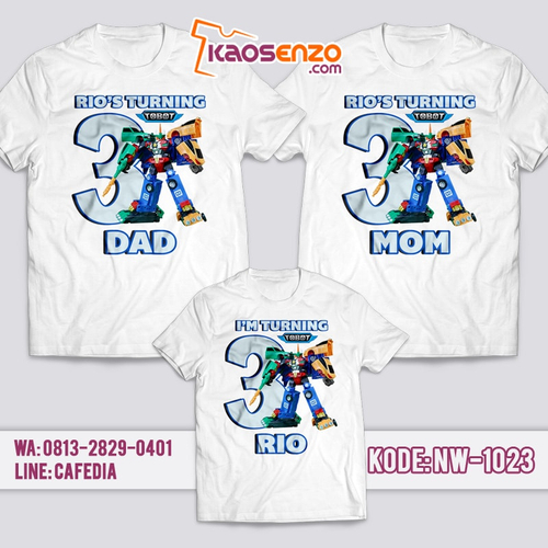 Baju Kaos Couple Keluarga | Kaos Ulang Tahun Anak | Kaos Tobot NW - 1023