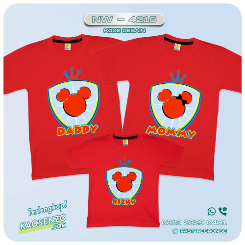 Baju Kaos Couple Keluarga Mickey Mouse | Kaos Family Custom | Kaos Mickey Mouse - NW 4215