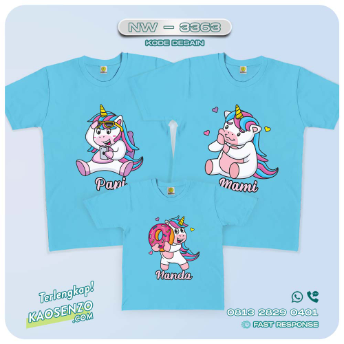 Baju Kaos Couple Keluarga Unicorn | Kaos Family Custom | Kaos Unicorn - NW 3363