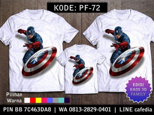 Baju Kaos Couple Keluarga | Kaos Family Custom Captain America - PF 72