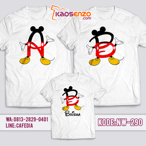 Baju Kaos Couple Keluarga | Kaos Family Custom Mickey Mouse - NW 290