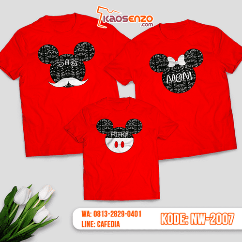 Baju Kaos Couple Keluarga Mickey Minnie Mouse | Kaos Family Custom | Kaos Mickey Minnie Mouse - NW 2007