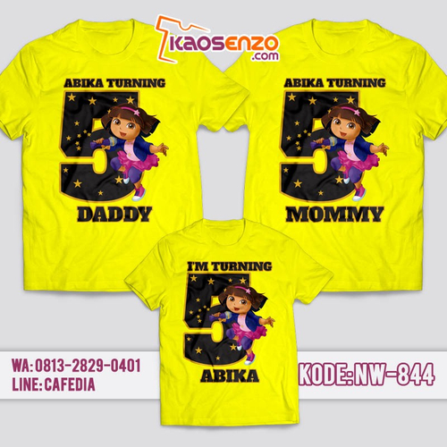 Kaos Couple Keluarga | Kaos Ulang Tahun Anak Dora The Explorer - NW 844