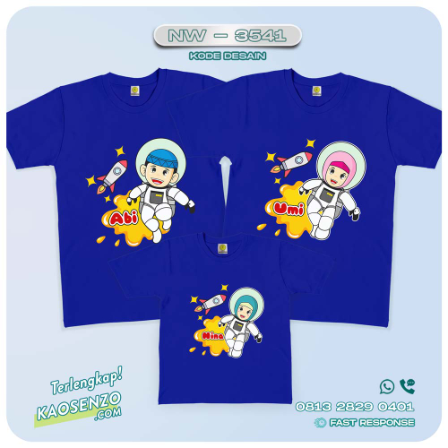 Baju Kaos Couple Keluarga Astronot | Kaos Family Custom | Kaos Astronot - NW 3541
