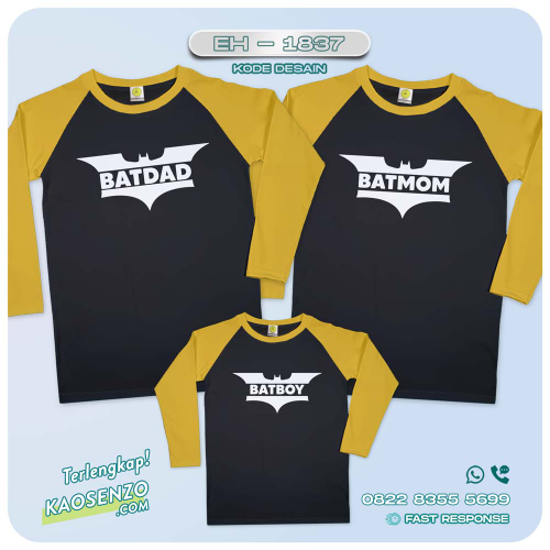 Baju Kaos Couple Keluarga Batman | Kaos Family Custom Batman | Kaos Motif Batman - EH 1837
