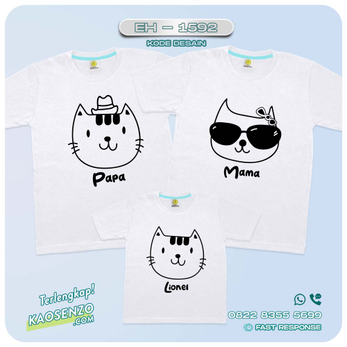Baju Kaos Couple Keluarga Kucing | Kaos Custom Family Cat | Kaos Motif Kucing - EH 1592