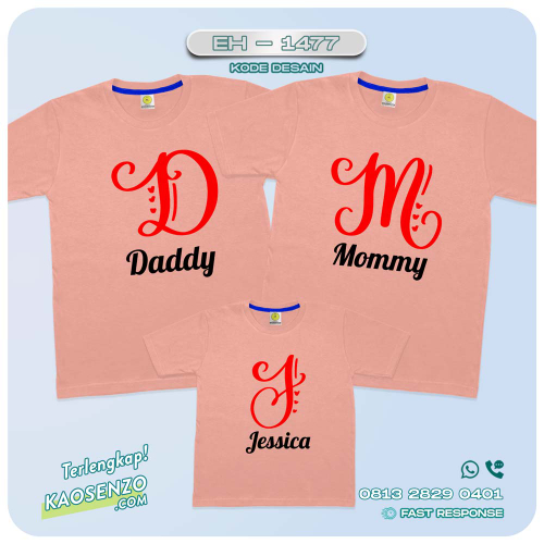 Baju Kaos Couple Keluarga Inisial Nama | Kaos Family Custom | Kaos Motif Inisial - EH 1477