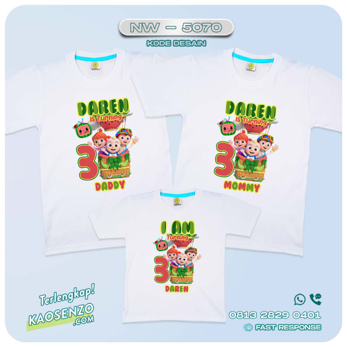 Baju Kaos Couple Keluarga Cocomelon | Kaos Ultah Anak | Kaos Cocomelon - NW 5070