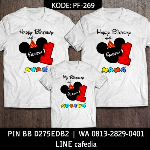 Kaos Couple Keluarga | Kaos Ulang Tahun Anak Mickey & Minnie Mouse - PF 269