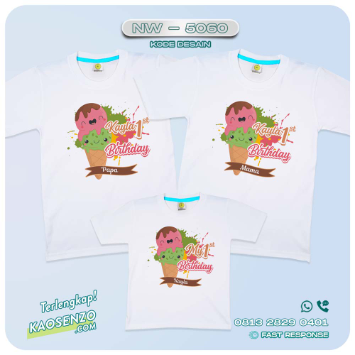 Baju Kaos Couple Keluarga Ice Cream | Kaos Ultah Anak Es Krim | Kaos Ice Cream - NW 5060