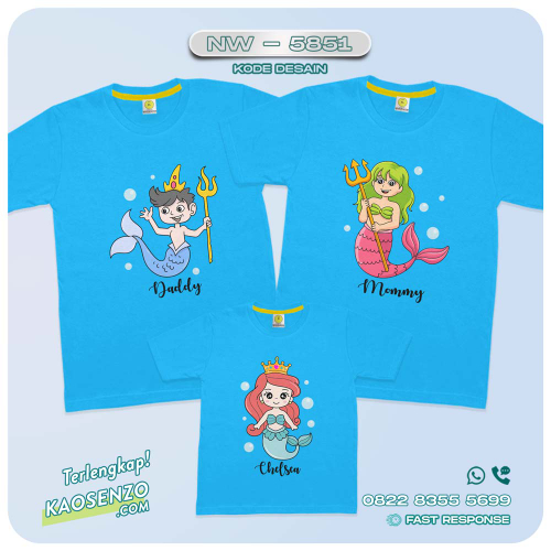 Baju Kaos Couple Keluarga Mermaid | Kaos Family Custom Mermaid | Kaos Mermaid - NW 5851