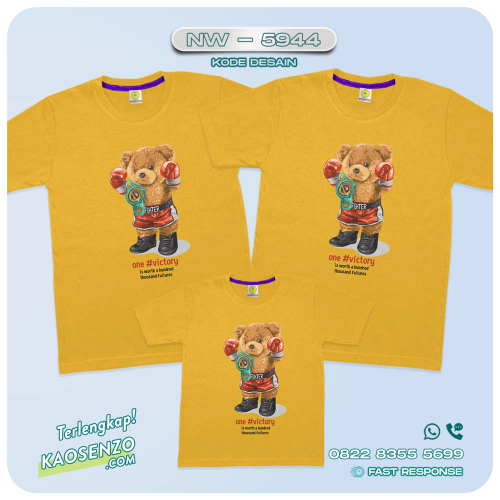 Baju Kaos Couple Keluarga Bear | Kaos Family Custom Bear | Kaos Beruang - NW 5944