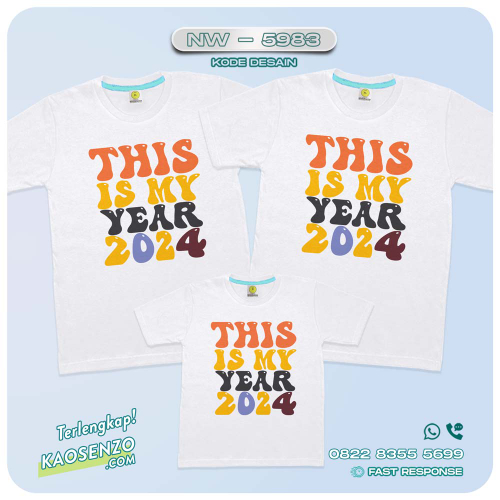Baju Kaos Couple Keluarga Tahun Baru | Kaos Family Custom New Year 2024 | Kaos Motif Tahun Baru 2024 - NW 5983