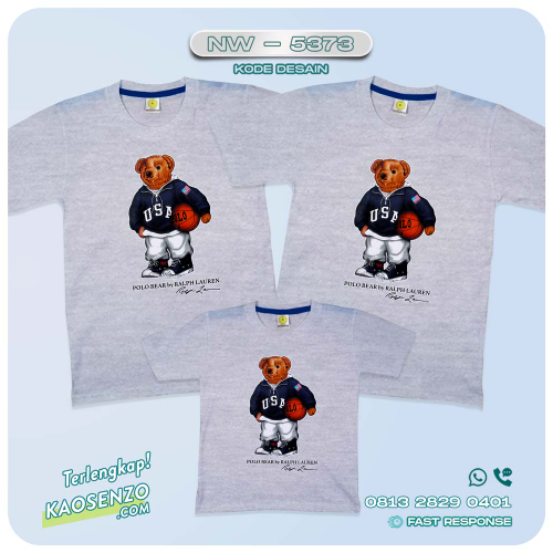 Baju Kaos Couple Keluarga Bear | Kaos Family Custom Bear | Kaos Beruang - NW 5373