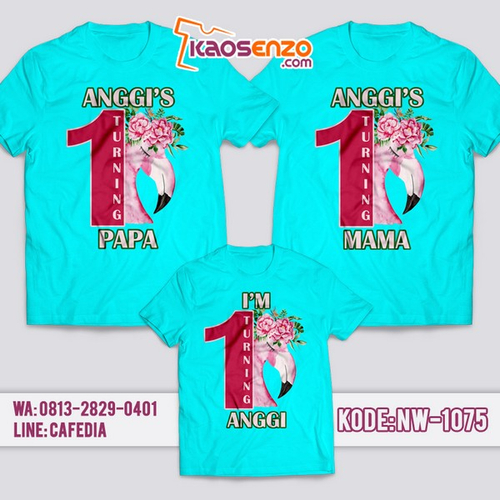 Baju Kaos Couple Keluarga | Kaos Ultah Anak | Kaos Flamingo - NW 1075