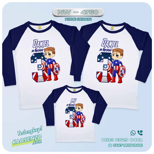 Baju Kaos Couple Keluarga | Kaos Family Custom | Kaos Ulang Tahun | Kaos Captain America NW 4760