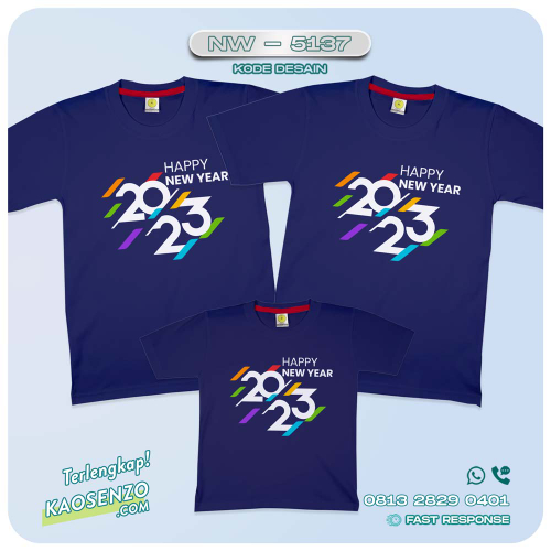 Baju Kaos Couple Keluarga Tahun Baru | Kaos Family Custom New Year 2023 | Kaos Motif Tahun Baru 2023 - NW 5137