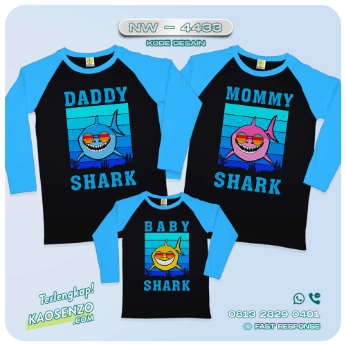 Baju Kaos Couple Keluarga Baby Shark | Kaos Family Custom | Kaos Baby Shark - NW 4433