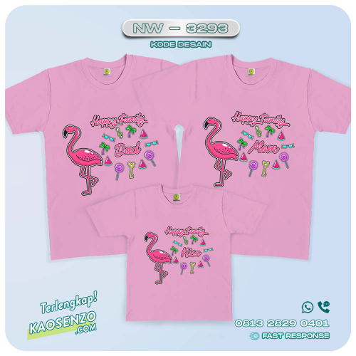Baju Kaos Couple Keluarga Flamingo | Kaos Ultah Anak | Kaos Flamingo - NW 3293