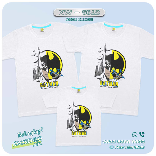 Baju Kaos Couple Keluarga Batman | Kaos Family Custom Batman | Kaos Batman - NW 5912