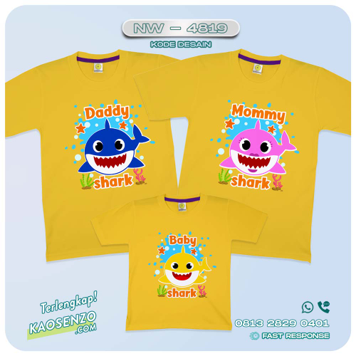 Kaos Couple Keluarga Baby Shark | Kaos Ulang Tahun Anak | Kaos Baby Shark - NW 4819
