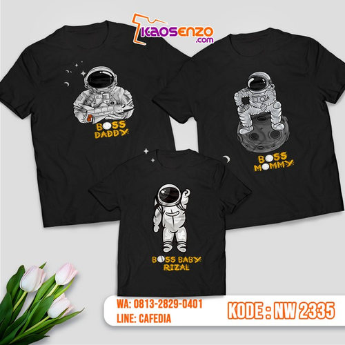 Baju Kaos Couple Keluarga Astronot | Kaos Family Custom | Kaos Astronot - NW 2335