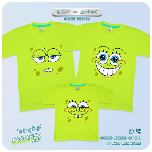 Baju Kaos Couple Keluarga Spongebob | Kaos Family Custom Spongebob | Kaos Spongebob - NW 4723