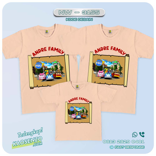 Kaos Couple Keluarga | Kaos Ulang Tahun Anak | Kaos Robocar Poli - NW 3155